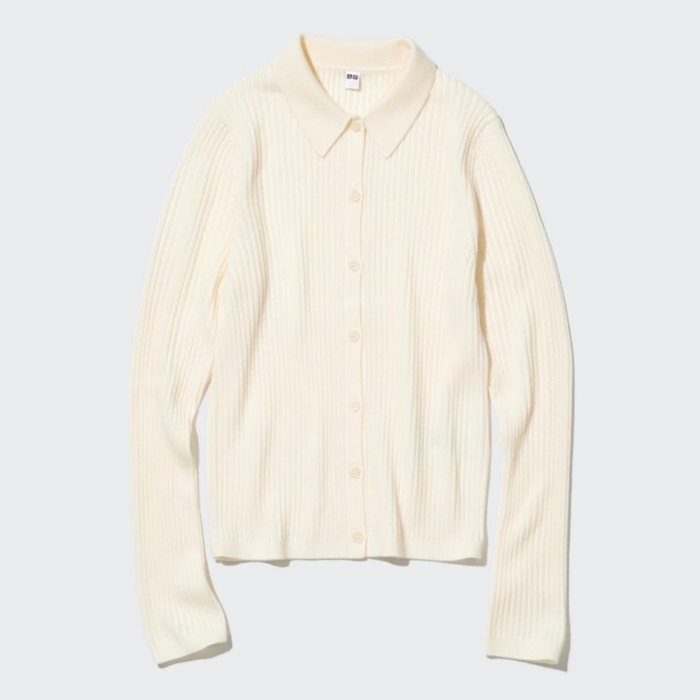 Uniqlo Extra Fine Merino Ribbed Polo Cardigan